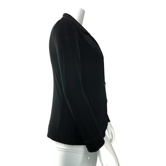 Chicos Travelers Womens Size 2 US 12 L Blazer Jacket Black Slinky Stretch Button - Picture 10 of 16